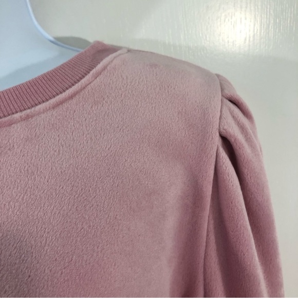 NWOT- REVOLVE- 1.STATE Rose Pink Velour Sweatshirt Style Top. Size L - Picture 3 of 9